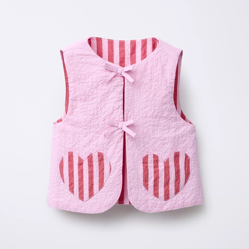 Zara textured vest with heart pockets